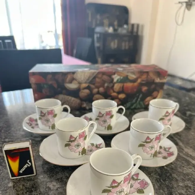 Сет из 6ти кофейных пар, фарфор с золочением
