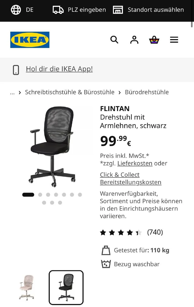 Рабочий стул IKEA FLINTAN